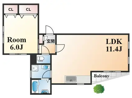 クレールハウス(1LDK/1階)の間取り写真