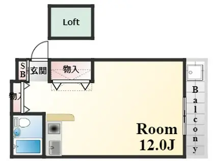 六甲ガーデン(ワンルーム/2階)の間取り写真