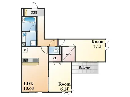 ラポール岡本D-ROOM西岡本(2LDK/2階)の間取り写真