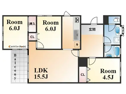 ハイライフ本山(3LDK/2階)の間取り写真