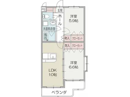 エレガントライフV(2LDK/3階)の間取り写真