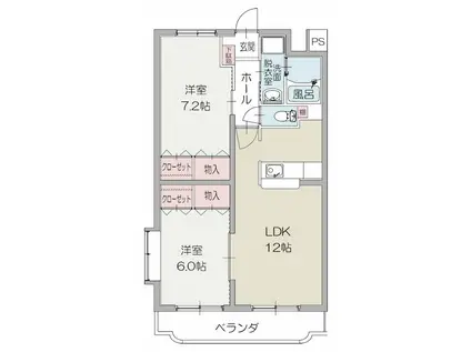 ロゼオ・フィオーレ(2LDK/3階)の間取り写真