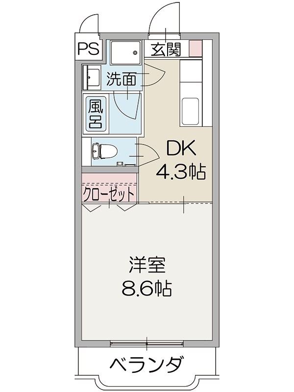 ジュネス21(1DK/3階)の間取り写真