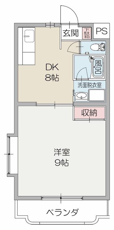 TWINKLE藤間(1DK/3階)の間取り写真