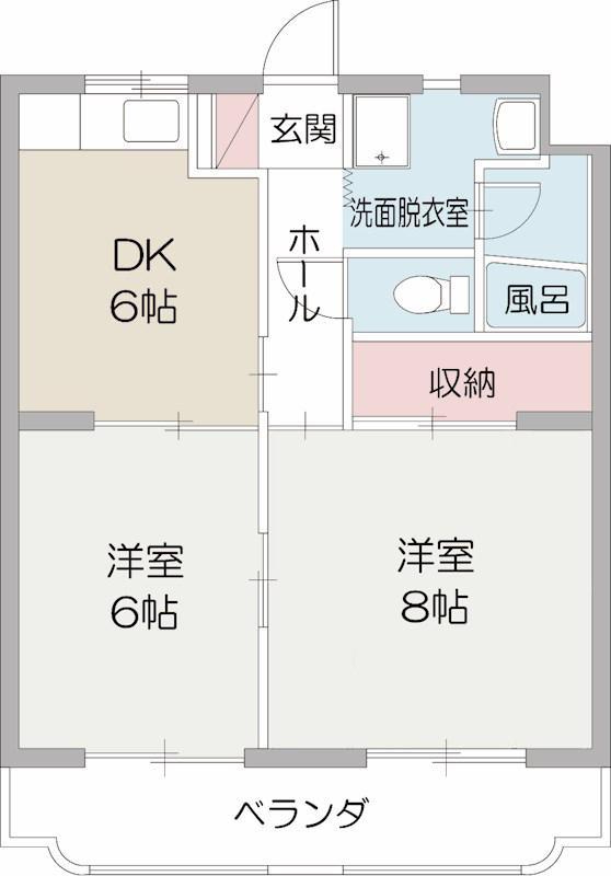 マンションレインボーⅡ(2DK/2階)の間取り写真