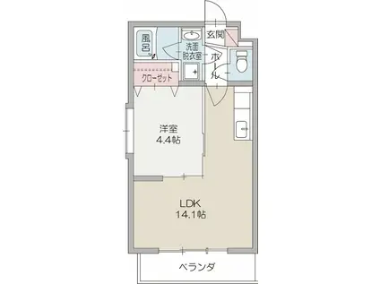 モンターニュFUJI(1LDK/3階)の間取り写真