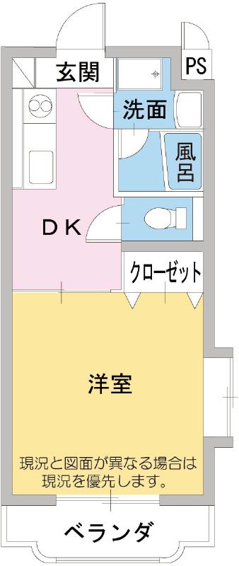 静岡県富士市 5階建 築23年(1DK/1階)の間取り写真