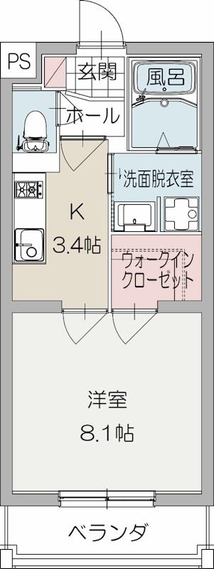 VRD富士(1K/1階)の間取り写真