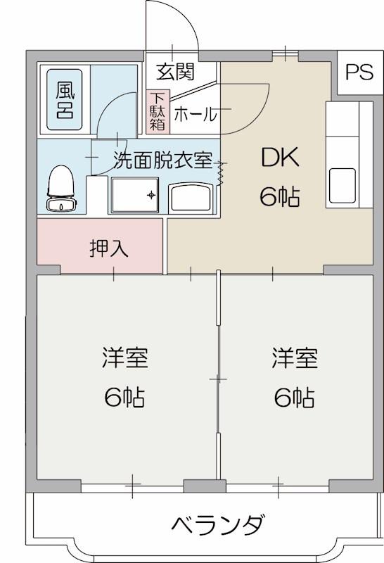 GRANDEUR(2DK/2階)の間取り写真