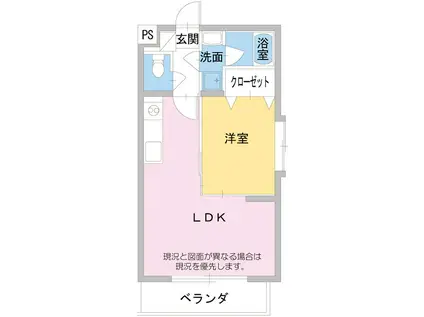 グリーンリーフII(1LDK/1階)の間取り写真