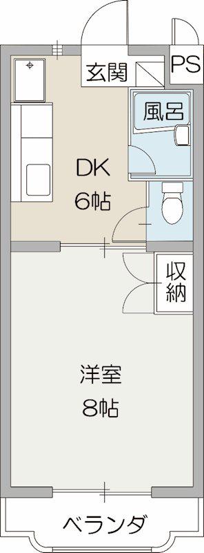 静岡県富士市 3階建 築29年(1DK/1階)の間取り写真