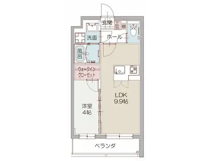 GB サウス(1LDK/4階)の間取り写真