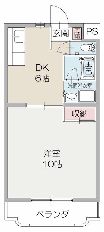 カーサカジマI(1DK/3階)の間取り写真