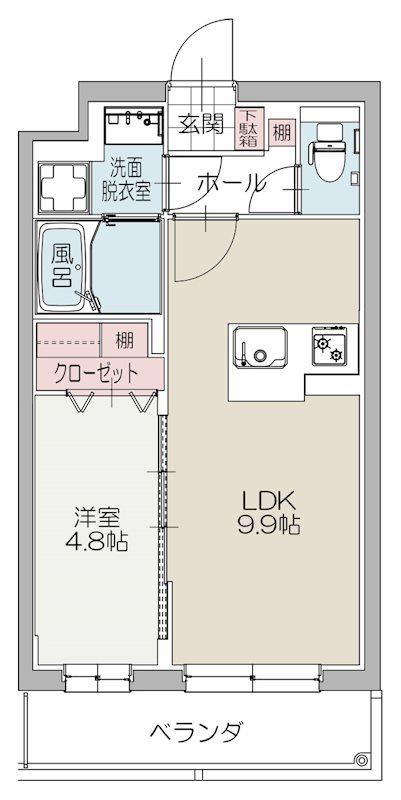 グリーントレジャー(1LDK/1階)の間取り写真