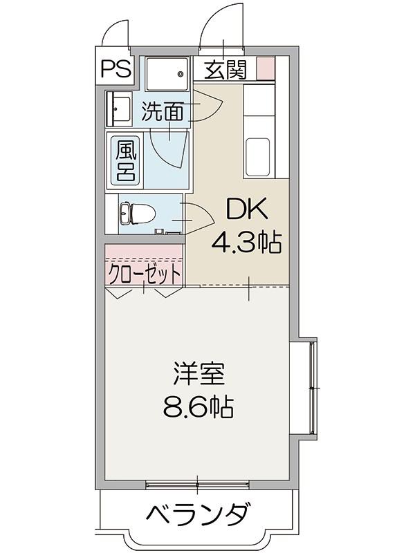 ジュネスII(1DK/1階)の間取り写真