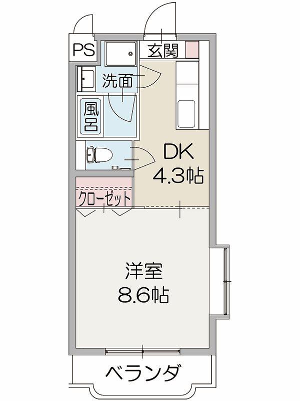 リヴェールHANA(1DK/3階)の間取り写真