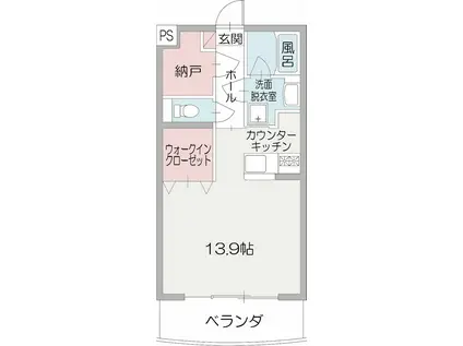 エール19(ワンルーム/1階)の間取り写真