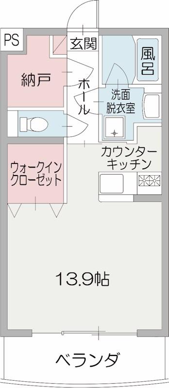 エール19(ワンルーム/2階)の間取り写真