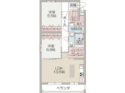 ルーチェ西(2LDK/3階)の間取り写真