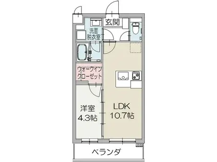 伊豆箱根鉄道駿豆線 三島広小路駅 徒歩12分 5階建 築5年(1LDK/4階)の間取り写真