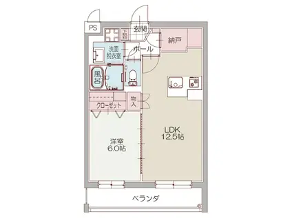 杉山様 共同(1LDK/2階)の間取り写真