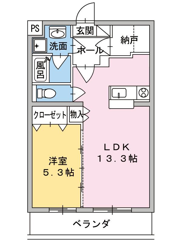 ハッピーベル(1LDK/3階)の間取り写真