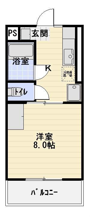 フォルクローレ(1DK/1階)の間取り写真