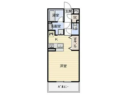 パルテール(ワンルーム/2階)の間取り写真