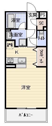 アークブラン(ワンルーム/1階)の間取り写真