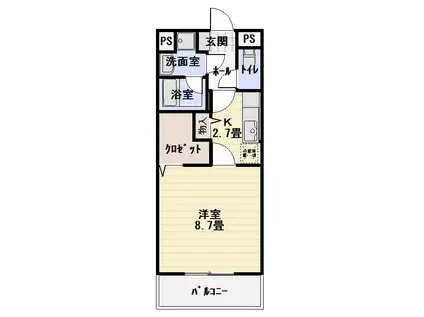 プラムスクェア(1K/5階)の間取り写真