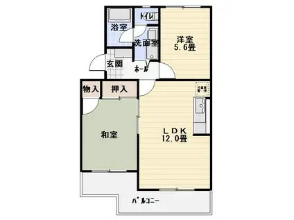 ハピネスIII(2LDK/1階)の間取り写真