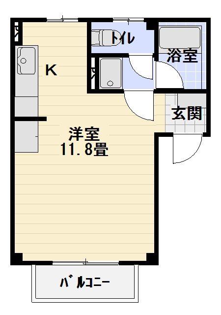 ドミール(ワンルーム/2階)の間取り写真