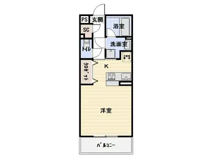 パルテール(ワンルーム/2階)の間取り写真