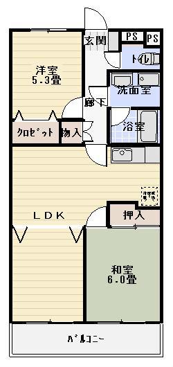 プラセール(2LDK/2階)の間取り写真