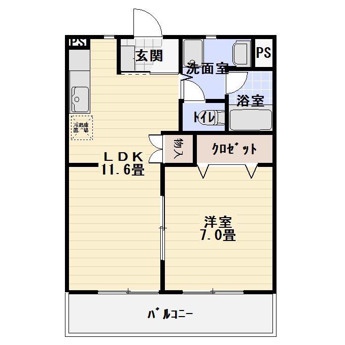 プロスペール(1LDK/1階)の間取り写真