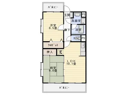 ボヌールII(2LDK/3階)の間取り写真