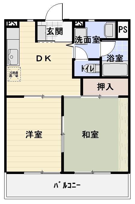 リヴィエールII(2DK/3階)の間取り写真