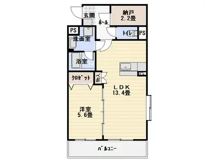 ローゼンフェルト(1LDK/2階)の間取り写真