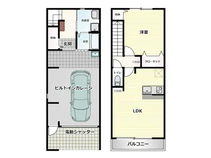 ベース ガレージ(1LDK/1階)の間取り写真