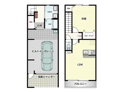 ベース ガレージ(1LDK/1階)の間取り写真