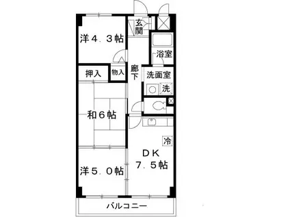 ブランシェ高安(3DK/1階)の間取り写真