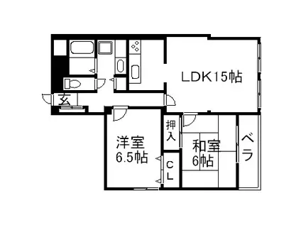 フォーチュン北本町(2DK/1階)の間取り写真