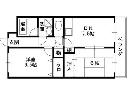 ヴィラサルーテ(2DK/1階)の間取り写真