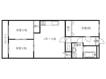 八尾本町大発マンション(3LDK/6階)の間取り写真