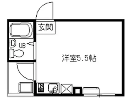 ベルメゾンⅡ(ワンルーム/2階)の間取り写真