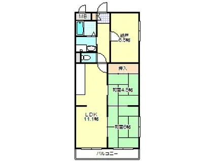 さくら館(2LDK/3階)の間取り写真