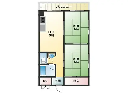 沼ハイツ(2LDK/4階)の間取り写真