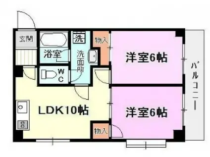 ドゥエル志紀(2DK/3階)の間取り写真