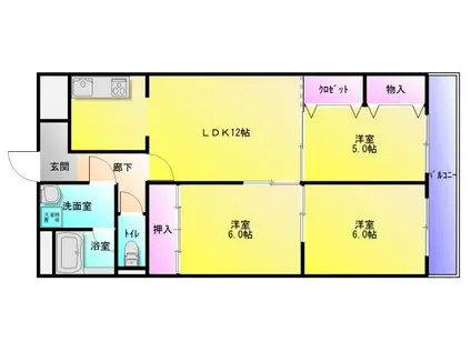 ルモンドオサカベ(3LDK/3階)の間取り写真