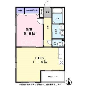 ラミュー八尾木東(1LDK/2階)の間取り写真